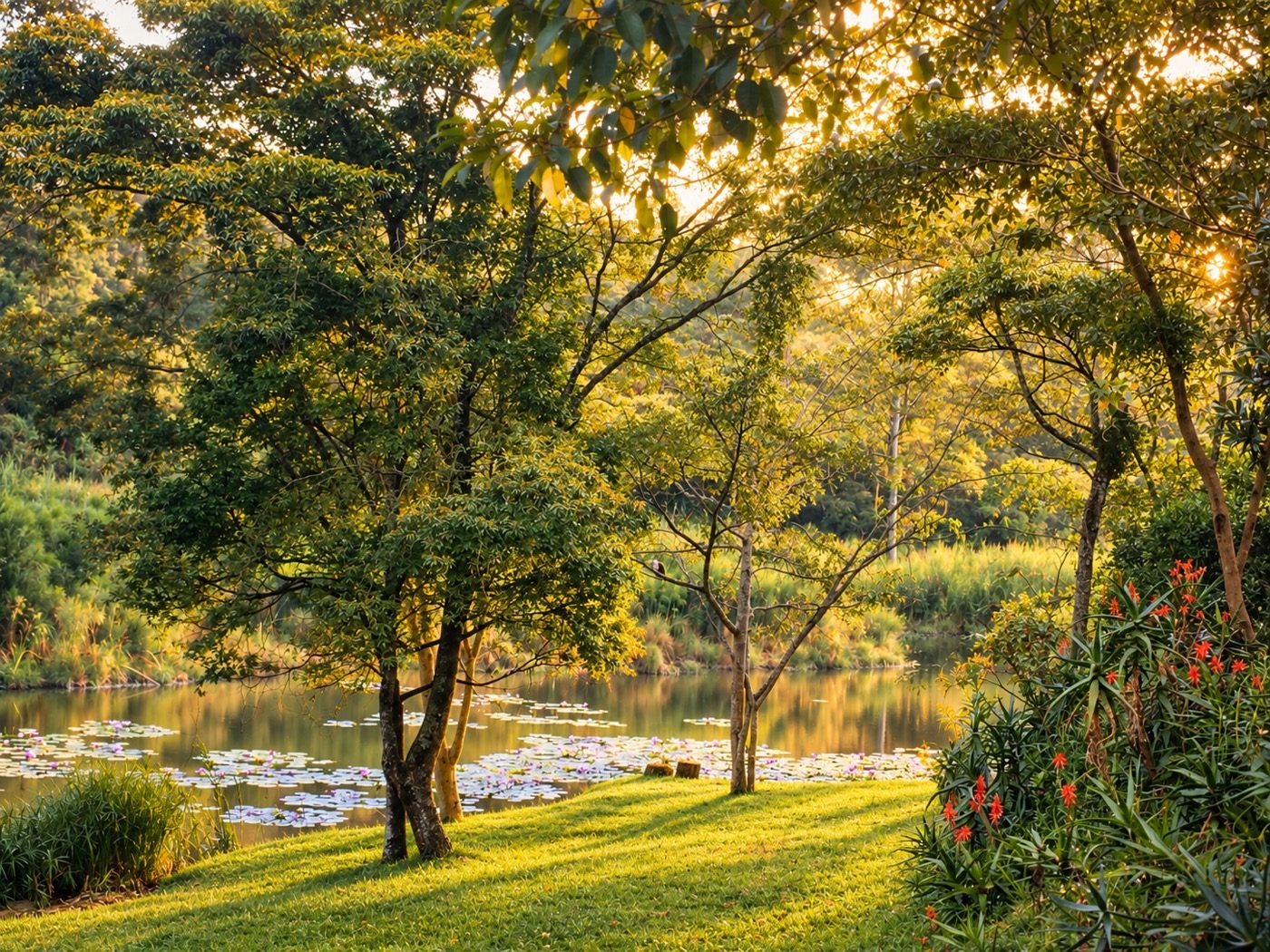 The forest edge overlooking the lake