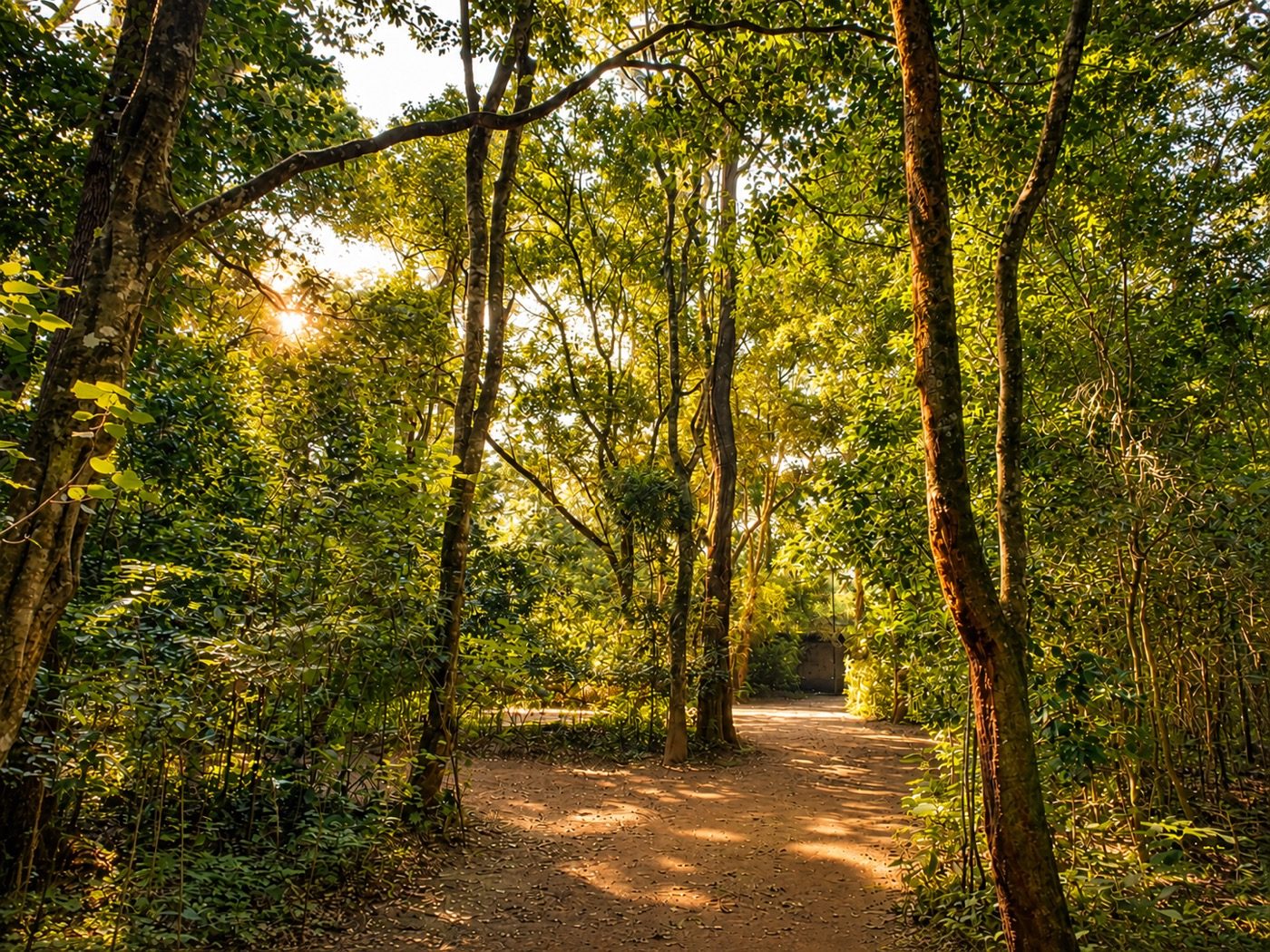 The forest driveway at dawn